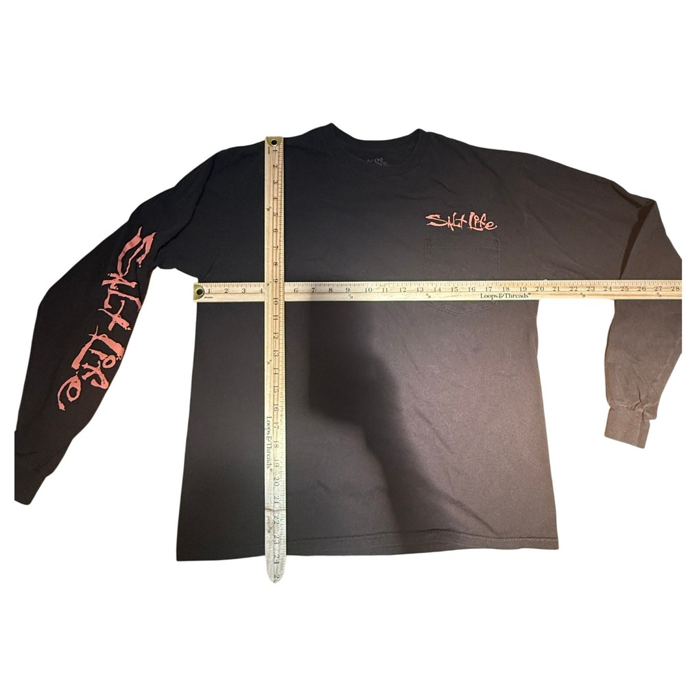 Salt‎ Life Long Sleeve Shirt Mens M Black Marlin Graphic Nautical Coastal Surf - Picture 4 of 5
